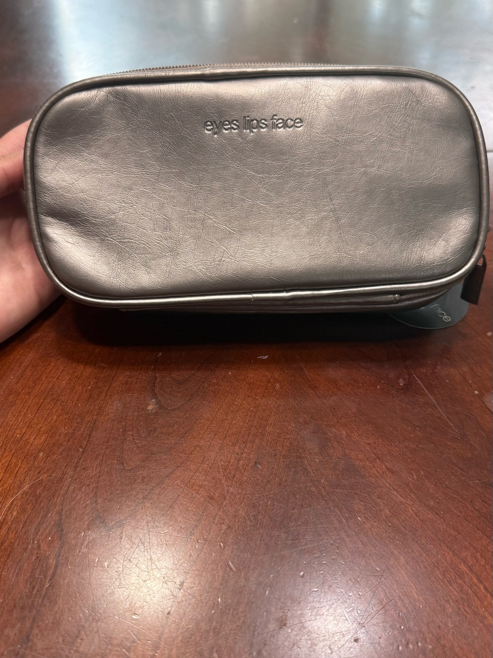 ELF Brown Metallic Cosmetic Pouch with Branded Tag
